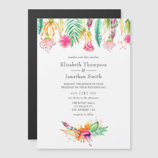Waterverf Floral Tropical Summer Beach Weddenschap Magnetische Uitnodiging