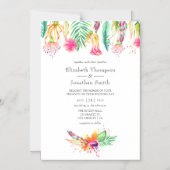 Waterverf Floral Tropical Summer Beach Weddenschap Magnetische Uitnodiging (Voorkant)