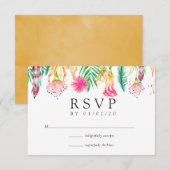 Waterverf Floral Tropical Summer Beach Weddenschap RSVP Kaartje (Voorkant / Achterkant)