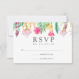 Waterverf Floral Tropical Summer Beach Weddenschap RSVP Kaartje