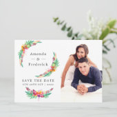 Waterverf Floral Tropical Summer Beach Weddenschap Save The Date (Staand voorkant)