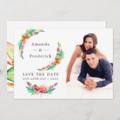 Waterverf Floral Tropical Summer Beach Weddenschap Save The Date (Voorkant / Achterkant)