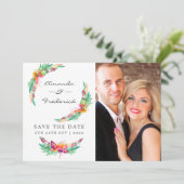 Waterverf Floral Tropical Summer Beach Weddenschap Save The Date (Staand voorkant)