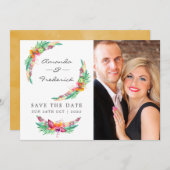Waterverf Floral Tropical Summer Beach Weddenschap Save The Date (Voorkant / Achterkant)