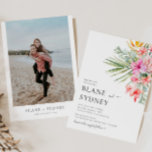 Waterverf Floral Tropical Wedding Invitation Kaart<br><div class="desc">Tropical Beach Wedding Invitation Klaar om door u te worden gepersonaliseerd!</div>