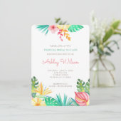 Waterverf Floral tropisch Vrijgezellenfeest uitnod Kaart (Staand voorkant)