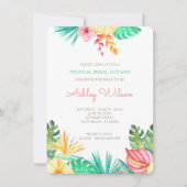 Waterverf Floral tropisch Vrijgezellenfeest uitnod Kaart (Voorkant)