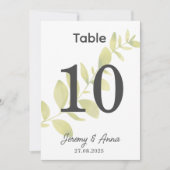 Waterverf Floral Trouwtafel Nummer Kaart (Voorkant)