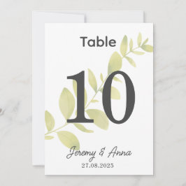 Waterverf Floral Trouwtafel Nummer Kaart