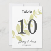 Waterverf Floral Trouwtafel Nummer Kaart (Achterkant)