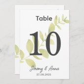 Waterverf Floral Trouwtafel Nummer Kaart (Voorkant / Achterkant)