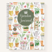 Waterverf Floral Tuingereedschap Tuingereedschap J Notitieboek (Voorkant)