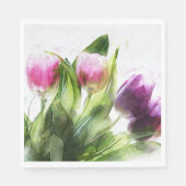 Waterverf Floral Tulip Flowers Paper Napkin Servet (Voorkant)