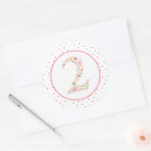 Waterverf Floral Twee 2e Verjaardag Ronde Sticker (Envelop)