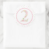 Waterverf Floral Twee 2e Verjaardag Ronde Sticker (Tas)