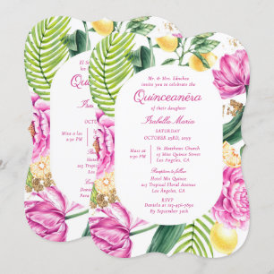 Waterverf Floral Tweetalig Spaans Quinceañera Kaart