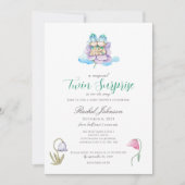 Waterverf Floral Twins Baby shower Uitnodiging (Voorkant)