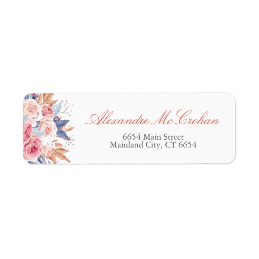 Waterverf Floral Typography Return Address Label (Voorkant)