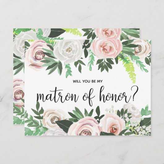 Waterverf Floral, u wordt m'n Kaart (Voorkant / Achterkant)