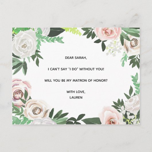 Waterverf Floral, u wordt m'n Kaart (Achterkant)