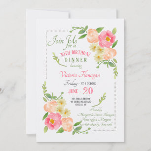 Waterverf Floral Uitnodiging