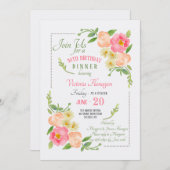 Waterverf Floral Uitnodiging (Voorkant / Achterkant)