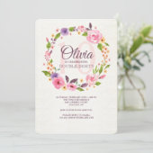 Waterverf Floral Uitnodiging (Staand voorkant)