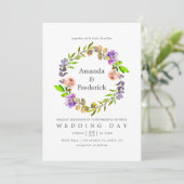 Waterverf Floral Uitnodiging (Staand voorkant)