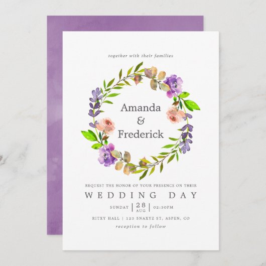Waterverf Floral Uitnodiging (Voorkant / Achterkant)