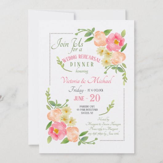 Waterverf Floral Uitnodiging (Voorkant)