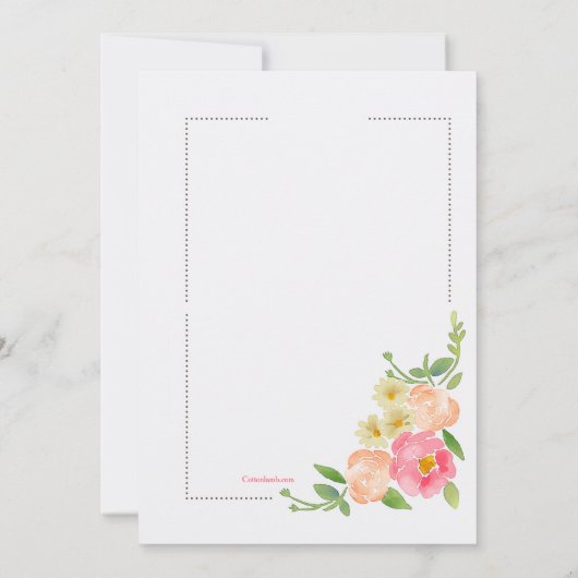 Waterverf Floral Uitnodiging (Achterkant)