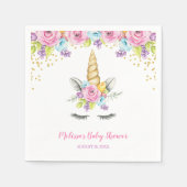 Waterverf Floral Unicorn Baby shower Servetten (Voorkant)