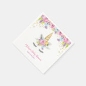 Waterverf Floral Unicorn Baby shower Servetten (Hoek)