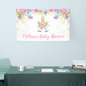 Waterverf Floral Unicorn Baby shower Spandoek (Beurs)