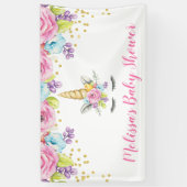 Waterverf Floral Unicorn Baby shower Spandoek (Verticaal)