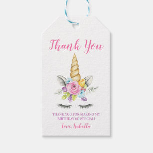Waterverf Floral Unicorn Birthday Cadeaulabel