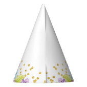 Waterverf Floral Unicorn Birthday Feesthoedjes (Achterkant)