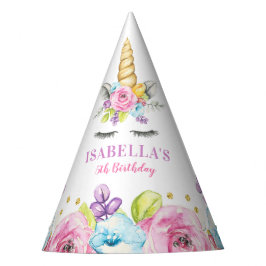 Waterverf Floral Unicorn Birthday Feesthoedjes