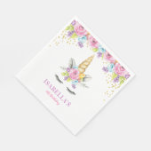 Waterverf Floral Unicorn Birthday Servetten (Hoek)