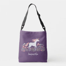 Waterverf Floral Unicorn Canvas tas