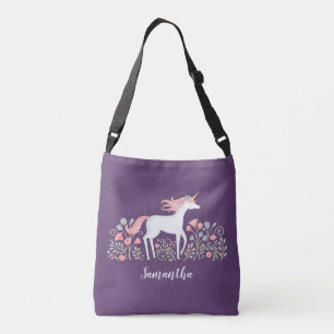 Waterverf Floral Unicorn Canvas tas