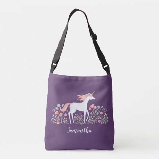 Waterverf Floral Unicorn Canvas tas (Achterkant)