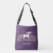 Waterverf Floral Unicorn Canvas tas (Voorkant)