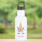 Waterverf Floral Unicorn Personalized Girl Waterfles