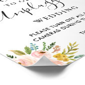 Waterverf Floral Unplugged Wedding Ceremony Sign Poster (Hoek)