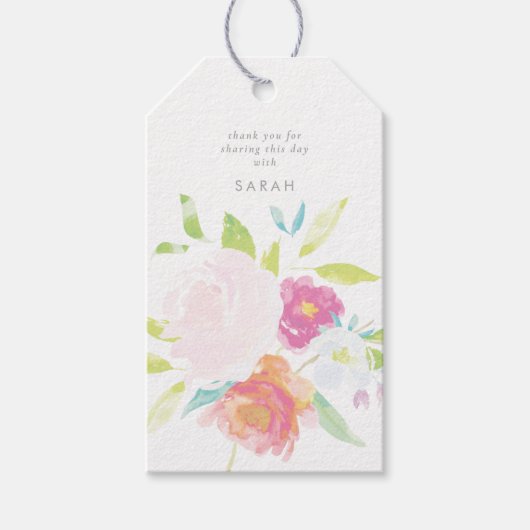 Waterverf Floral van Bright Floral Kraft Cadeaulabel (Voorkant)