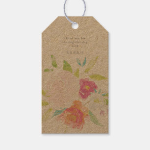 Waterverf Floral van Bright Floral Kraft Cadeaulabel