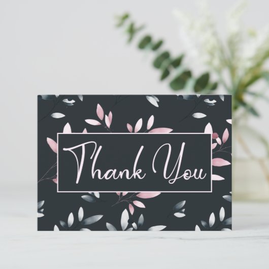 Waterverf Floral van de roze marine Bedankkaart (Staand voorkant)