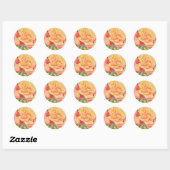 Waterverf Floral van gele roze roze roze Ronde Sticker (Vel)