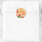 Waterverf Floral van gele roze roze roze Ronde Sticker (Tas)
